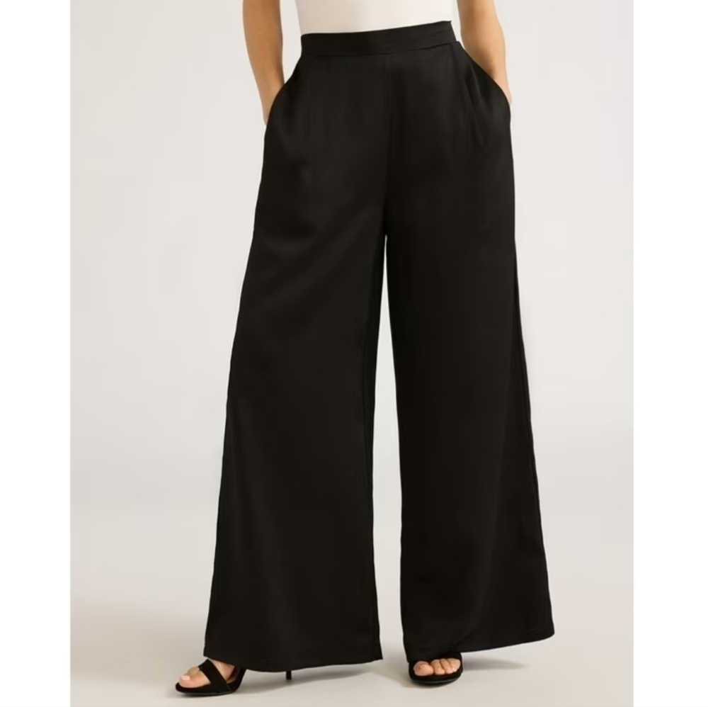 METROPOLITAN pull-on wide leg black summer pants